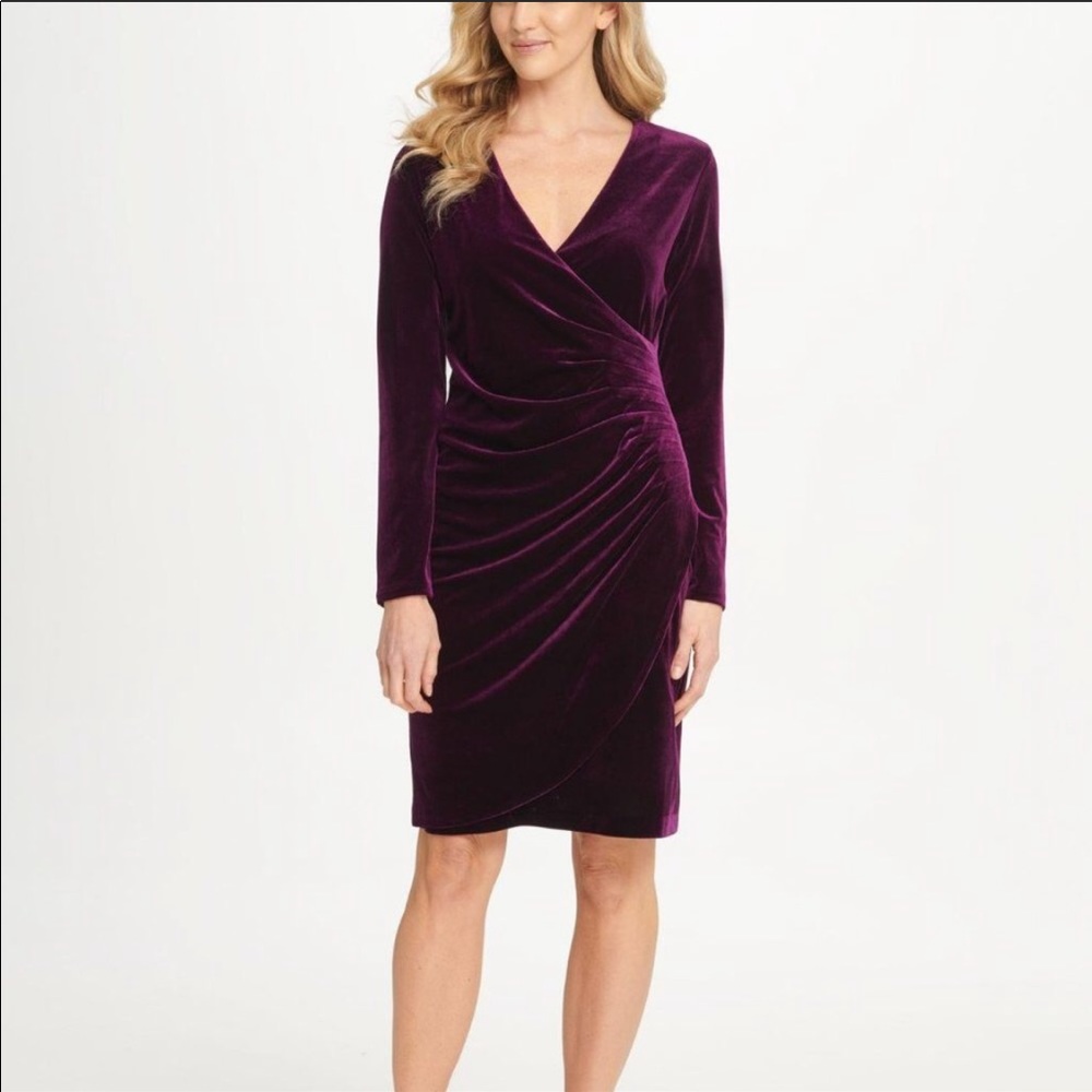 DKNY velvet side ruche sheath dress - size 4
